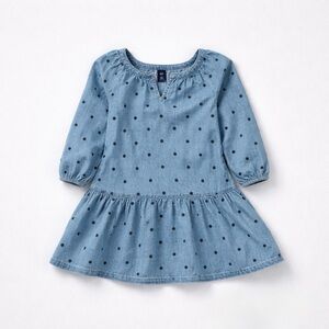 GAP Denim Blue Toddler Dress with Black Dots Size 4